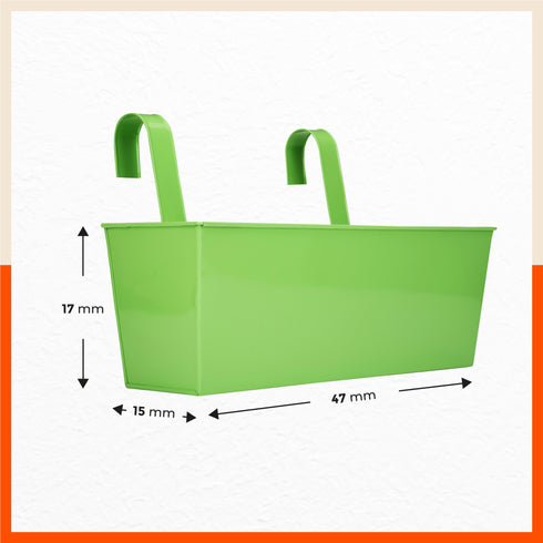 LEA Hanging Metal Pot Holders / Planters for Home / Balcony / Garden | Grass - Set of 2
